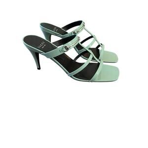 Gucci CR 24 75 Divine Leather High Heel Slip On Mule Horsebit NEW EU 39.5 US 9.5